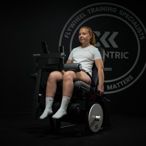 Woman doing leg curls on LegFlexx