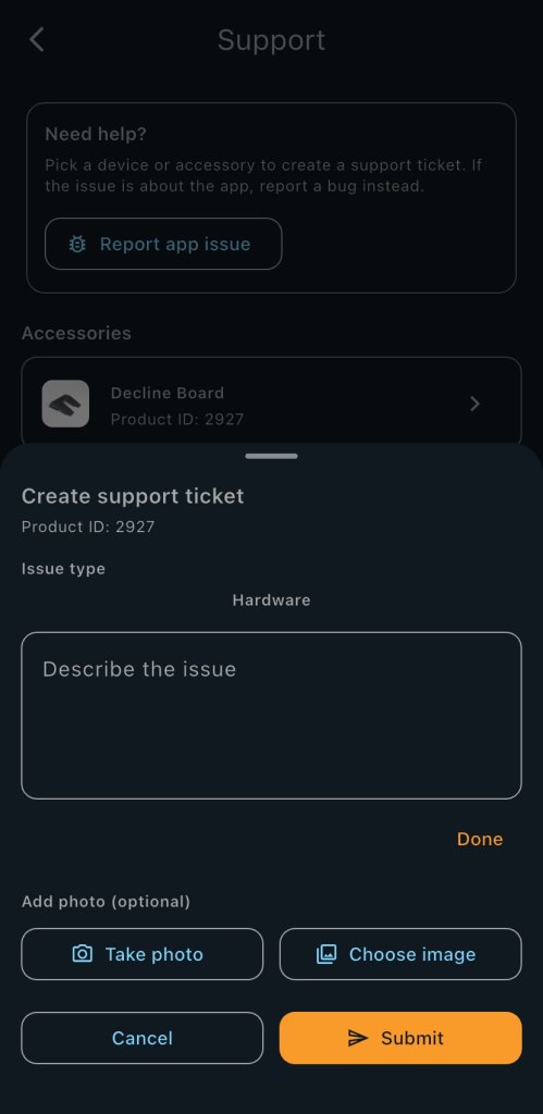 create a support ticket in the Exxentric app